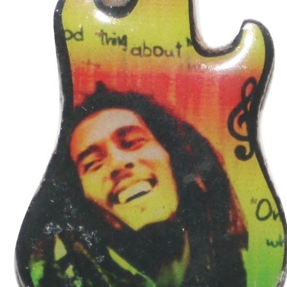 Wooden Bob Marley Pendant Black Cord Necklace